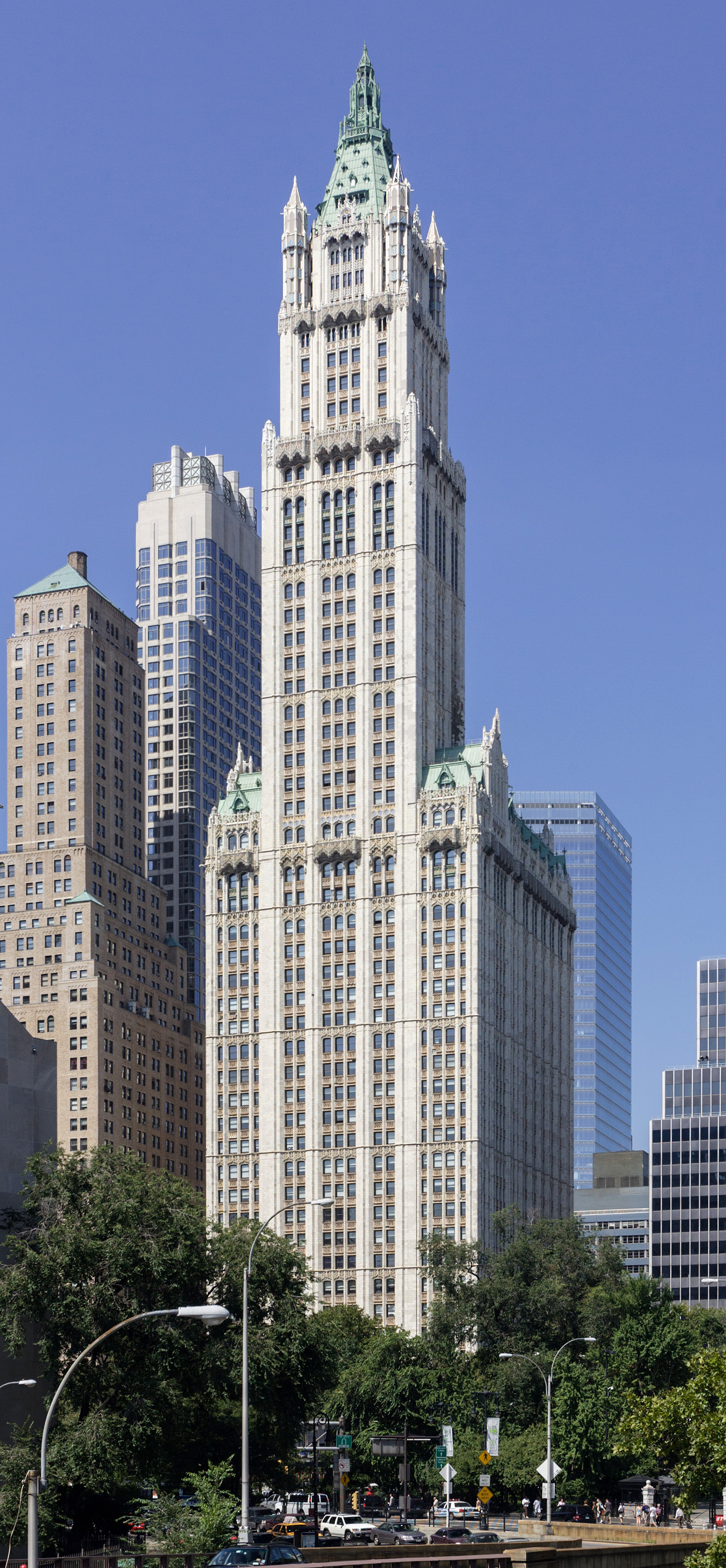 Woolworth Building, New York City - View from Brooklyn Bridge. © Mathias Beinling